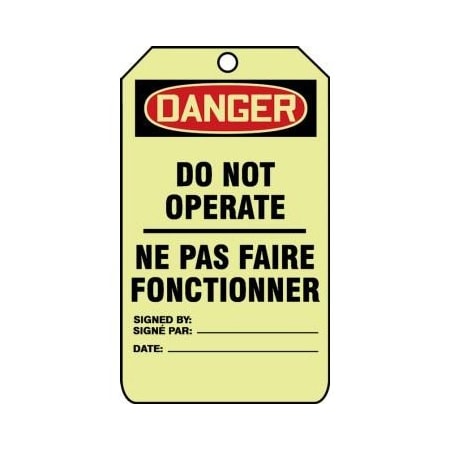 GLOW BILINGUAL OSHA DANGER SAFETY TAG FBTAW118